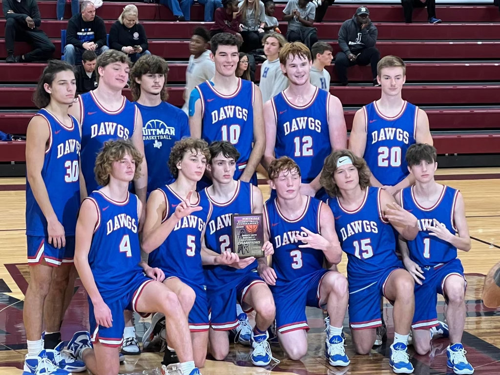 The Quitman Bulldogs won the White Oak Tournament over the weekend beating the host Roughnecks in the champions final 35-30. They are (top row, left to right) Thomas Sebedra (30), Garin Kisinger (0), Dalton Crowson, Ethan Presley (10), Landon Richey (12), Noah Emmons (20); (front row) Carter Smith (40, Brady Floyd (5), Levi Thompson (23), Hunter Jacobs (3), Brandon Hayes (15) and Brock Koch (1). Not pictured is Payton Sapp.